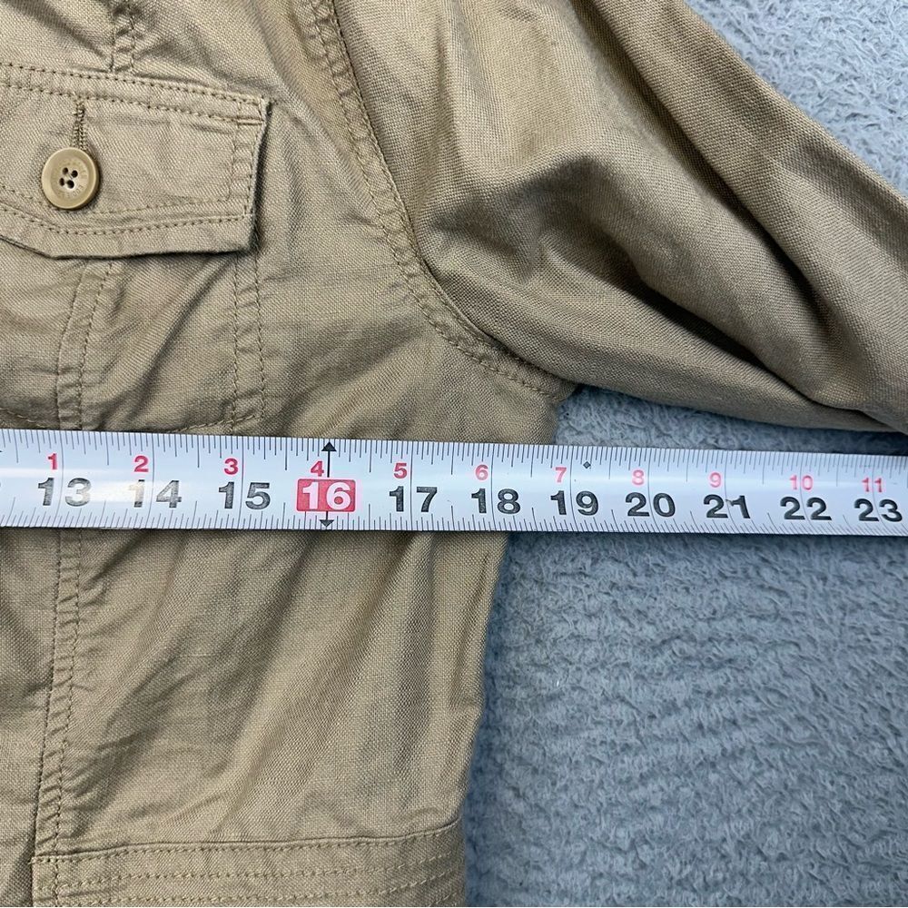 Eddie Bauer Shirt Jacket Womens Medium Beige Linen Blend Chore Field Outdoor‎ - Picture 8 of 12